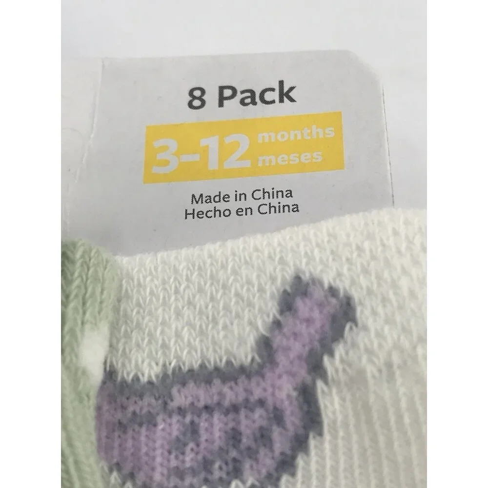 Carters Socks Baby Girls 3-12 Months 8 Pack‎ Pink Purple Green Blue
